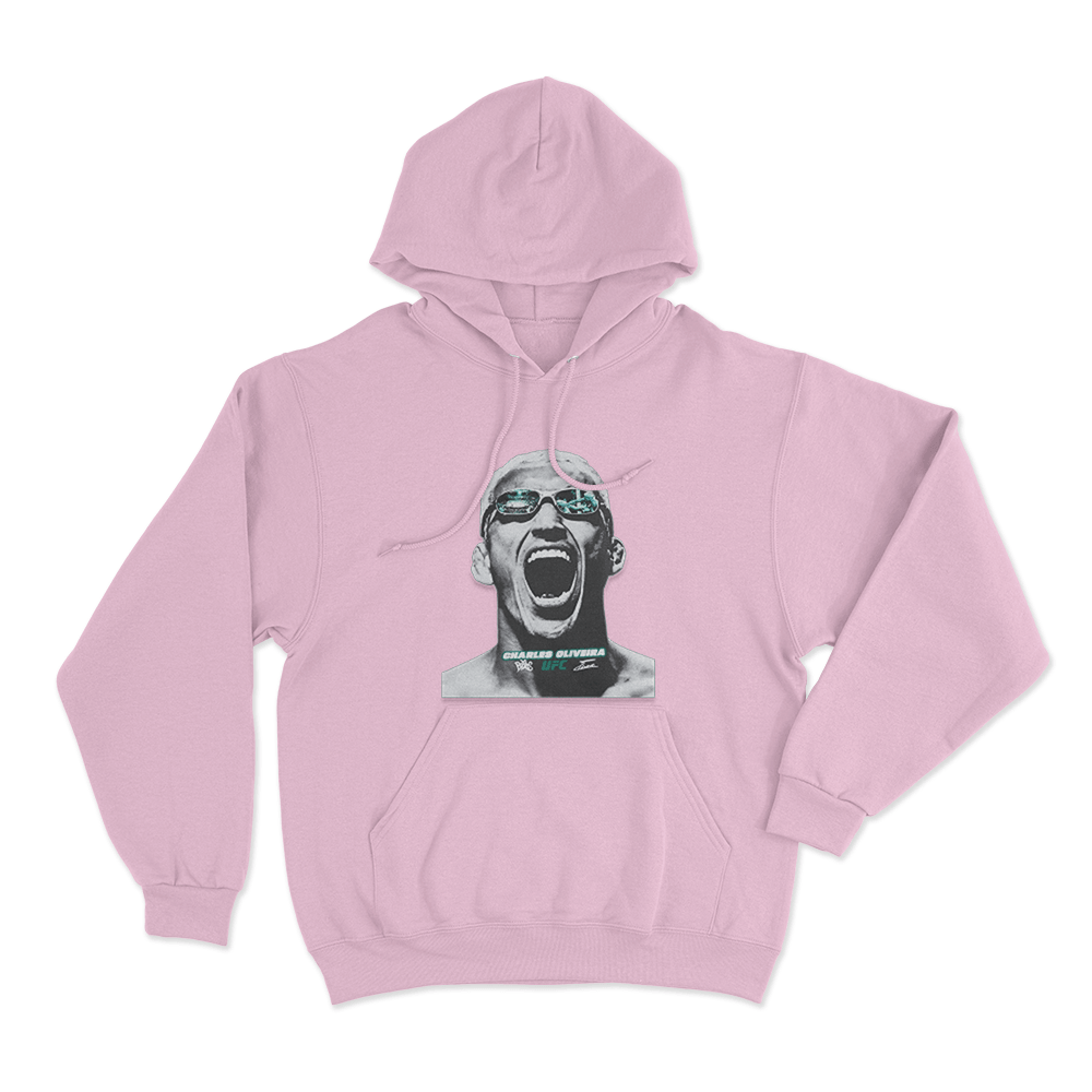 Charles Oliveira Intense Portrait Print Hoodie Pink Charles Oliveira Intense Portrait Print Hoodie Pink