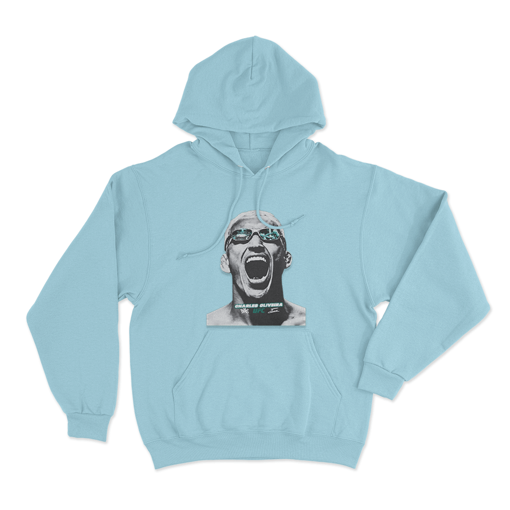 Charles Oliveira Intense Portrait Print Hoodie Sky Blue Charles Oliveira Intense Portrait Print Hoodie Sky Blue